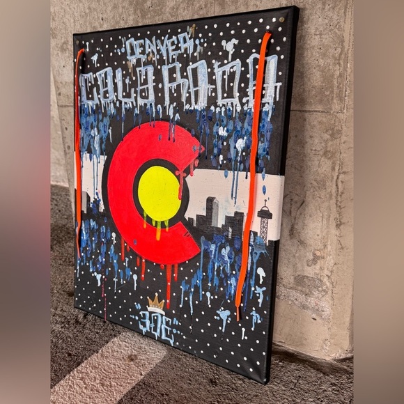 Original Art Denver Colorado Mixed Media Canvas Independent Artist 16x20 - Picture 2 of 5